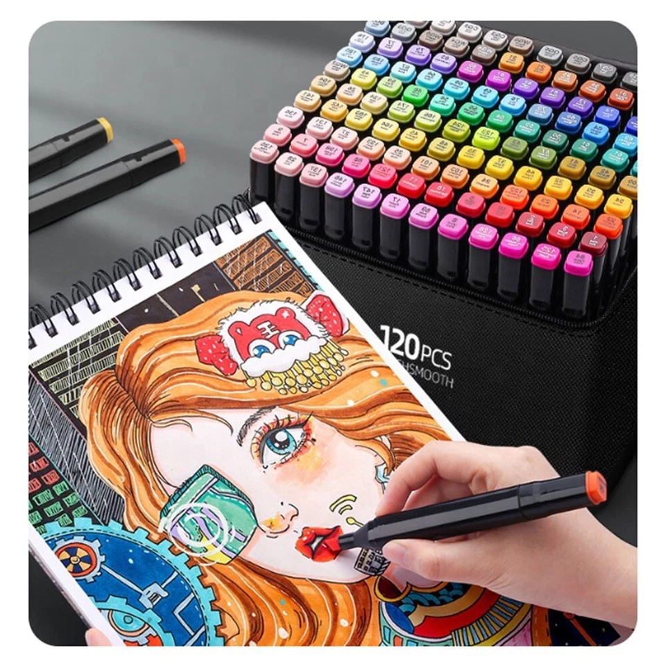 120/ 168/262 color permanent art marker sets, dual tips, for sketching, painting - image 1 of 4