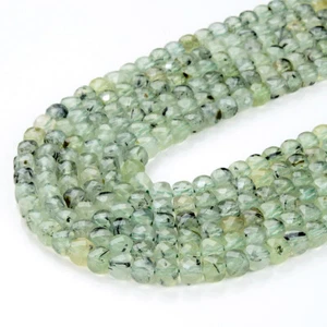 4MM Phrenite Gemstone Grade AA Micro Faceted Square Cube Loose Beads (P21) - Picture 1 of 3