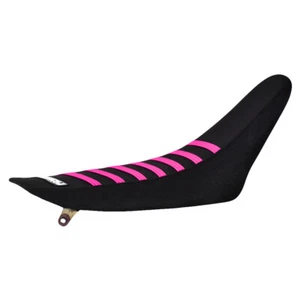 Yamaha YZ 2015-2021 85 cubierta de asiento por Enjoy MFG todo negro costillas rosa neón #96 - Imagen 1 de 3