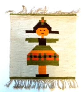 Arazzo/appeso a parete vintage tessuto 19,5" decorazione arte popolare quadrata - Kilim - Foto 1 di 4
