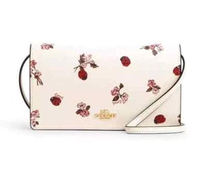 NWT Coach Anna Foldover Clutch Crossbody With Ladybug Floral Print CU267 🌺💐🐞 - Picture 1 of 6