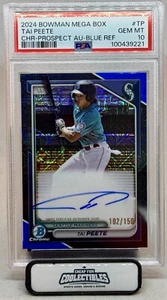 TAI PEETE AUTO 2024 BOWMAN MEGA CROMO PROSPECTO MOJO REFRACTOR AZUL/150 PSA 10 - Imagen 1 de 3