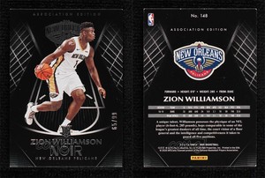 2019 Panini Noir Rookies Association Edition /99 Zion Williamson #148 Rookie RC