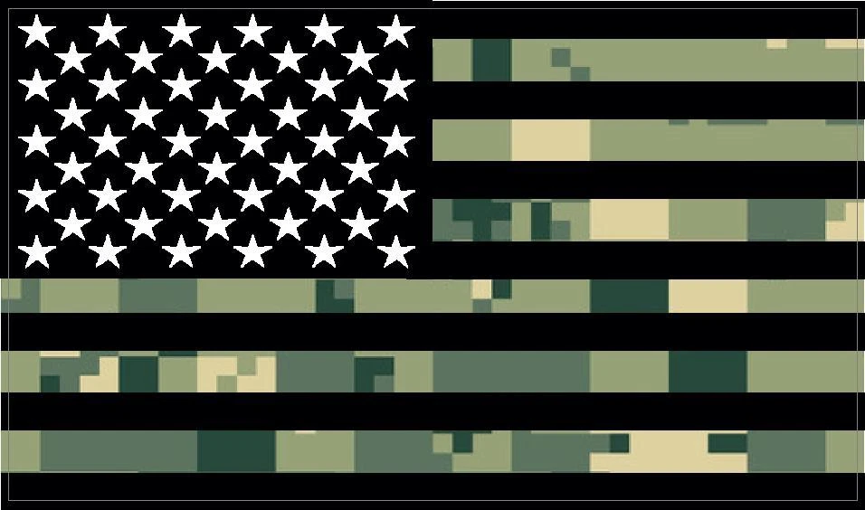 AMERICAN BLACK CAMO FLAG WINDOW DECAL MILITARY ARMY NAVY AIR FORCE MARINE - Image 1 of 1
