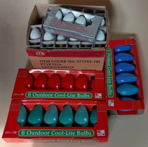 Vintage C9 C7 Christmas Light Bulb Lot White Blue Red Green Kmart - Picture 1 of 3