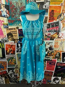 Vtg 90s Floral Butterfly Travel Wrap Dress Hat Tote Compact Resort Set Beach - Picture 1 of 9