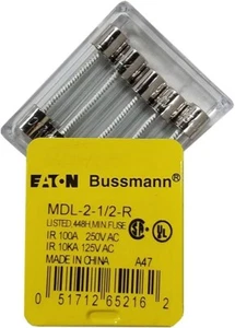 Bussmann MDL-2R, 2 Amp 250 Volt Time-Delay Fuse (15-Pack) - Picture 1 of 1