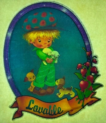 Original De Colección Adorable Niño Cachorro Perros Gatito Gatos Brillo Hierro En Transferencia Foto 1 de 2