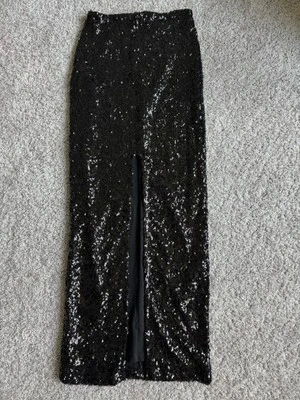 NWT Limited Ed. H&M Black Classy Formal Sequin Long Maxi Skirt Sz XS SOLDOUT - Image 1 of 4