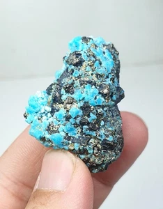 Natural Blue Turquoise With Pyrite - Picture 1 of 5