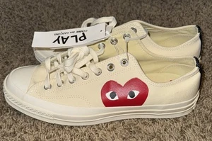 NUOVE Converse X Comme Des Garcon Play CDG Chuck Taylor Low Cream 12 W/10 Uomo - Foto 1 di 9