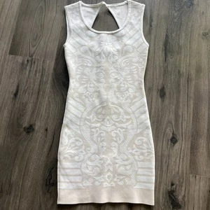 GUESS Dress Size XS Cream Sleeveless Scoop Neck Open Back Stretch Body - Picture 1 of 6