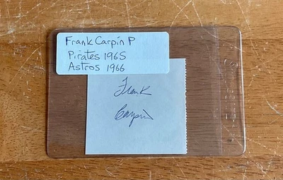 Frank Carpin 1965 Pirates 1966 Astros Signed Autograph Album Page Cut Sig - Image 1 of 2
