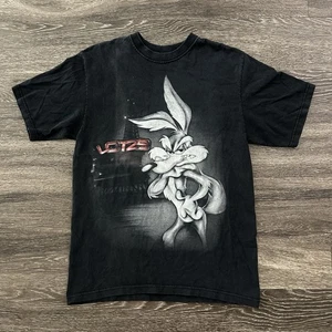 Vintage Lot 29 T Shirt Mens M Black Looney Tunes Wile E. Coyote Y2K Graphic Tee - Picture 1 of 7