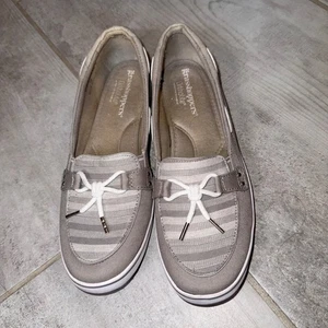 Mocassini scarpe da barca Grasshoppers donna 9M grigio a righe Ortholite comode - Foto 1 di 5