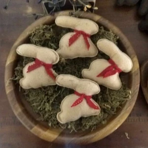 Coniglietto imbottito coniglio caramello ciotola riempitivo primitivo country decorazione casa set di 4 - Foto 1 di 3