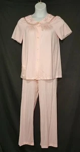 Shadowline Vintage Pajamas Top Bottoms 2 Pc Set Size 34 Pink Nylon S/S 70's - Picture 1 of 11