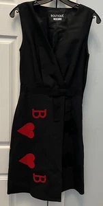 BOUTIQUE MOSCHINO BLK DRESS WITH RED HEARTS, Size 38 Nwt - Picture 1 of 9