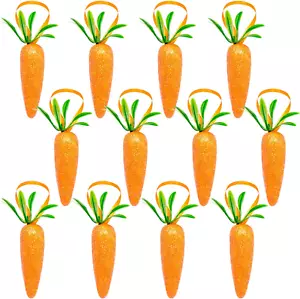 Easter Carrot Hanging Ornaments - 12Pcs Premium Foam Glitter Artificial Carrots - Picture 1 of 12
