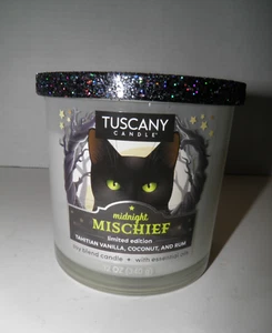 Tuscany Candle Midnight Mischief Halloween Candle Vanilla Coconut Rum 3 Wick NEW - Picture 1 of 3