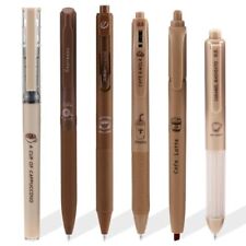 5Pcs Coffee Pens Gel 1Pcs Highlighter Cute Brown Pen Set Black Ink Pens Fine ...