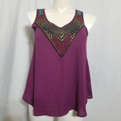 Studio Y Jr/ Misses Size Sm Sleeveless Pullover Tank Top Semi Sheer w/ Open Back - Image 1 of 4