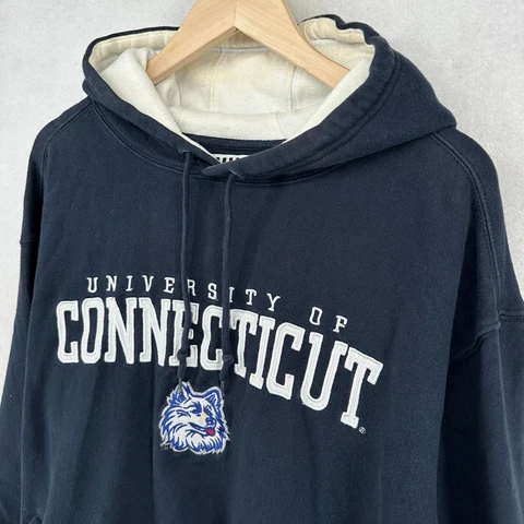 UNIVERSITY OF CONNECTICUT Sweatshirt Adult L UCONN HUSKIES Hoodie Pullover Blue Cover