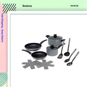 Sedona 12-Pc. Aluminum Cookware Set, Nonstick Coating - Gray - Picture 1 of 1