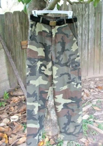 NWOT Boys Size 16 Large L Belted Cargo Camo Camouflage Pants Faded Glory Hunting - Picture 1 of 7