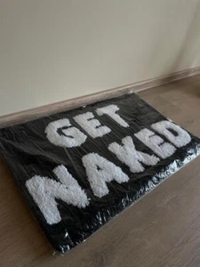 Wool Bathroom Rug with "Get Naked" Text – Black or Pink – Soft & Durable - Picture 1 of 4