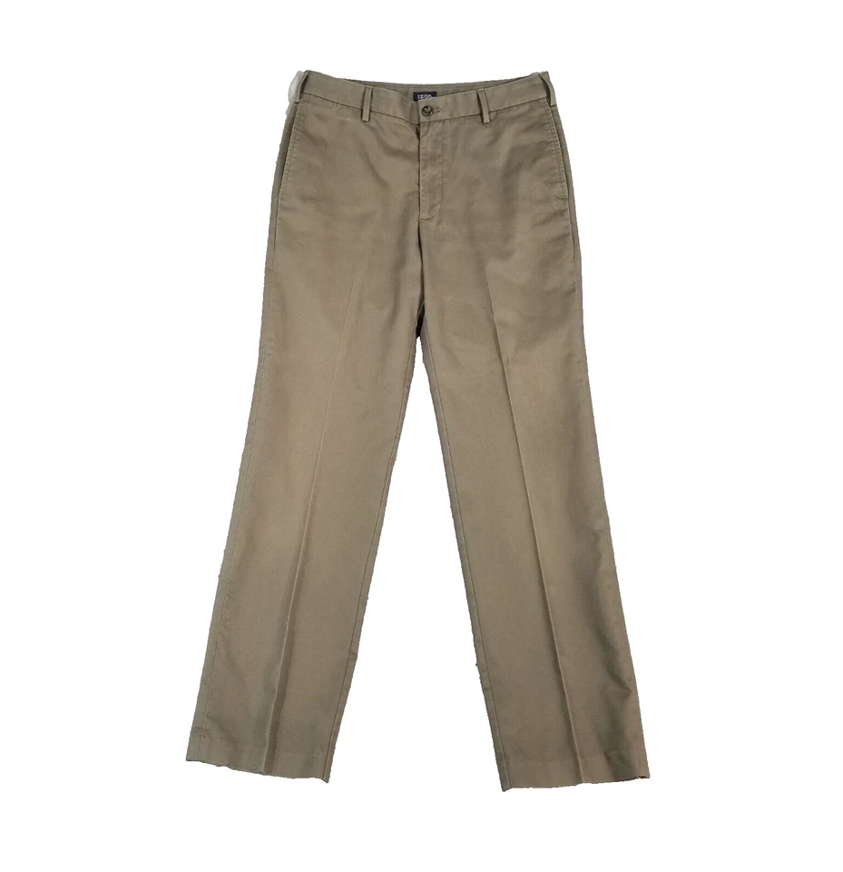 Izod Caqui Chino Pantalones Hombre 32x34 Marrón Retro Preppy Negocios Informales Foto 1 de 4