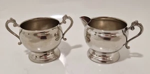 Jarra de leche y tazón de azúcar decorativa vintage plato de plata peregrino - Imagen 1 de 12