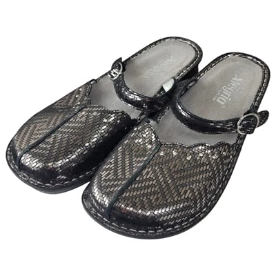 Alegria Pewter Dazzler Tuscany Mary Jane Shoes Women 9 Gray Metallic Ankle Strap - Image 1 of 4