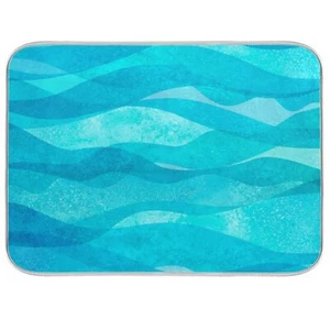 Dish Drying Mat Sea Ocean Teal Turquoise Drying Pad 18x24 Inch Dish Drainer Mat - Picture 1 of 6