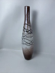 18” ABSTRACT BOTTLE VASE FUSED 3D STRING THICK 2 LAYER CASED GLASS SIGNED NUMBER - Bild 1 von 19
