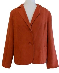 Studio Works Womens Blazer Orange Jacket 8 Petite Faux Suede Button Front Lined - Picture 1 of 8