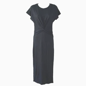 Vestido AllSaints Paloma Midi Nudo Delantero XS Negro Algodón Burnout Mínimo Informal - Imagen 1 de 13