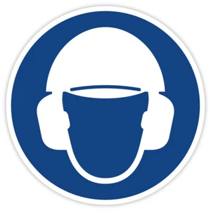 Sticker bid sign ""use head and hearing protection"" blue | Ø 5-30 cm - Picture 1 of 1