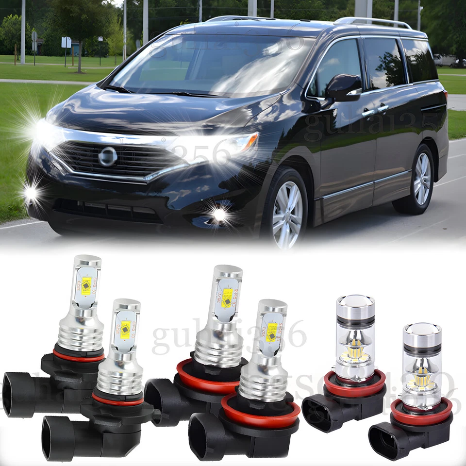 For Nissan Quest 2011-2017 6x LED Headlight High Low Beam + Fog Light Bulbs Kit - Image 1 of 4