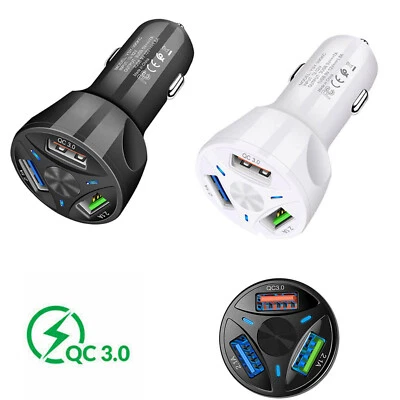 3-Port USB Car Charger Adapter QC 3.0 Fast Charging LED Display for Cellphone RL - Image 1 of 4