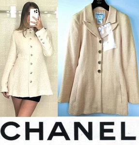 Chanel Vintage 2001 Orange Barbie Tweed Jacket 34 36 38 2 4 6 Coat 01c Vtg S M - Picture 1 of 24