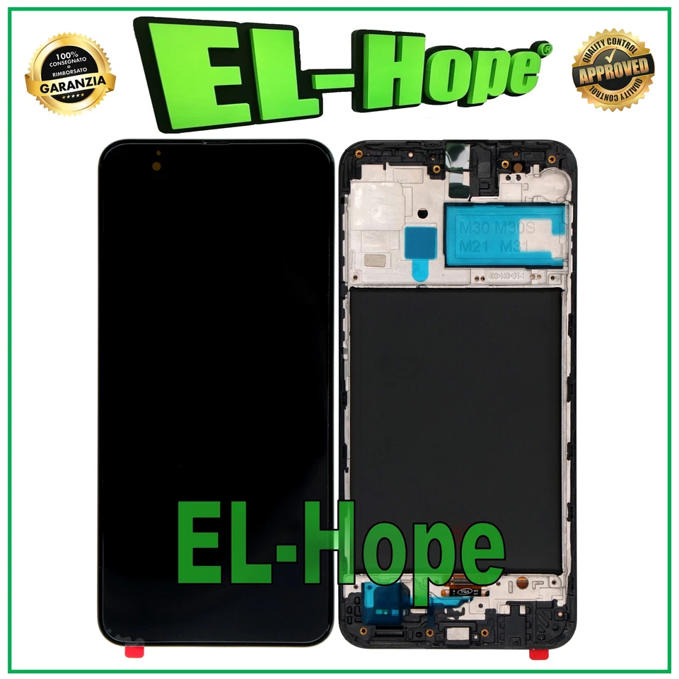 DISPLAY LCD e FRAME SAMSUNG GALAXY A50 SM A505F TOUCH SCHERMO VETRO NERO