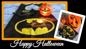 Batman Cape/Mask Halloween Costume - Flashlight & Trick-or-Treat Bag Kids Size - Picture 1 of 14