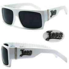 Locs Mens Cholo Uv400 Biker Sunglasses - White Frame Black Lens LC74