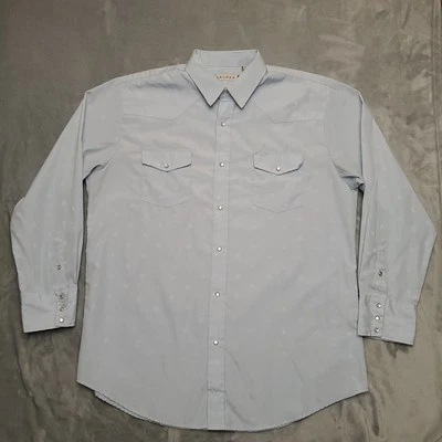 Camisa Roper Para Hombres XXL Azul Geométrica Cabeza de Caballo Perla A Presión Vaquero Occidental Informal Foto 1 de 4
