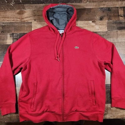 Sudadera con Capucha Lacoste Para Mujer 3XL Roja Cremallera Completa Logo Bordado 2XL AJUSTE LEER Foto 1 de 4