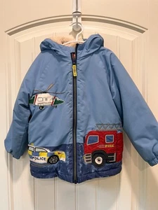 Mini Boden Boys 3-4T Cozy Sherpa Lined Airplane Print Hooded Zip Up Jacket - Picture 1 of 10