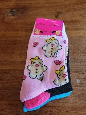 Nuevos calcetines de Navidad Betsey Johnson 3 Pr para mujer Crew pan de jengibre  Foto 1 de 4