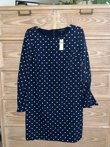 NWT Banana Republic Blue White Polka Dot Dress Ruffle Sleeve Size 4 NEW - Picture 1 of 4