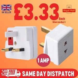 2 Pin To 3-Pin UK Shaver Adapter Plug Converter EU European Euro Europe - Picture 1 of 11